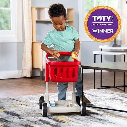 Radio Flyer Toddler Shopping Cart Walker with Wheels, Lights, and Sound for ages1+, Educational and Imaginative Play and Walk Behind thumbnail 6
