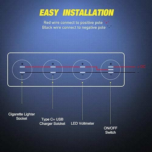 Nilight 4 in 1 ON/Off Charger Socket Panel PD Type C and QC 3.0 USB Power Outlet LED Voltmeter Cigarette Lighter Rocker Toggle Switches for Truck Car Boats RV thumbnail 8