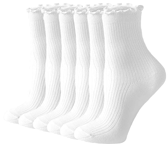 ACCFOD Womens Ruffle Socks Cute Frilly Ankle Socks Quarter Crew Socks for Women Girl - Image 1