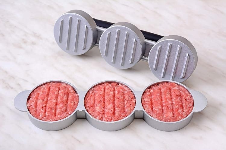 GRÄWE Hamburgerpresse für 3 Mini-Burger Patties, 3er Mini Burgerpresse aus Aluguss mit Antihaftbeschichtung & 60 Blatt Backpapier thumbnail 7