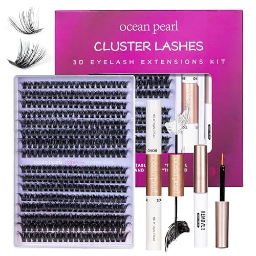 Ocean Pearl Lash Clusters 320pcs 3D Thick Lash Clusters kit 60D+80D Lashes,Eyelashes,Lash Extension Kit,Eyelash Clusters with Lash Bond&Seal&Remover&Tweezers,Lashes Clusters Eyelash Extensions Kit - Image 1