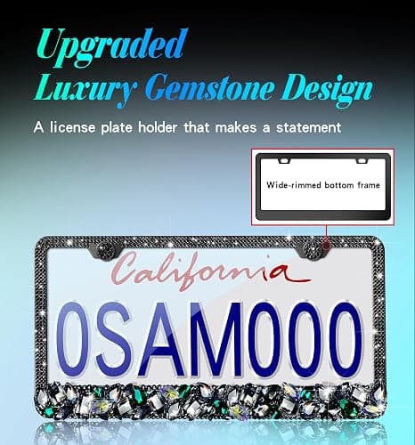 Murimt Black Rhinestone License Plate Frames 2 Pack Bling Sparkly License Plate Frame Holder Cover Custom Personalized Bedazzled License Plate Frame for Women - High End Gift Box Packaging thumbnail 3