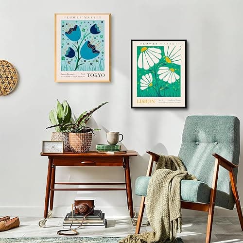 dazongweihan Flower Market Poster Set of 9, Abstract Wall Art Prints,Vintage Colorful Floral Wall Art Decor,Minimalist City & Flower Painting Pictures,Pink Prints Wall Art,8x10in, Unframed(Q) thumbnail 8