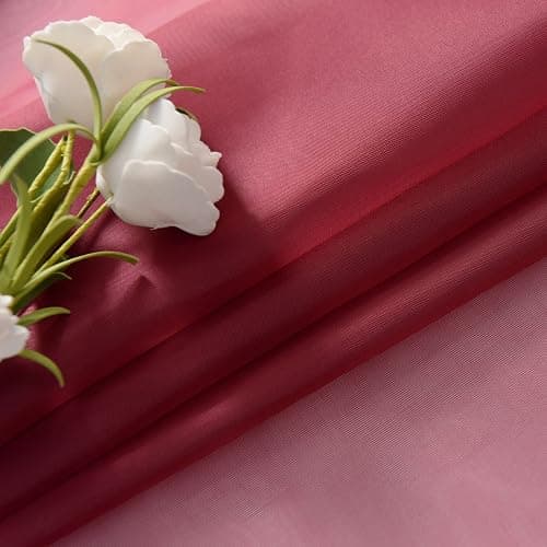 SpaceDresser Sheer Voile Window Treatment Rod Pocket Curtain Panels for Kitchen Bedroom Living Room Drapes Sunlight Filtering Privacy Semi Home Decor Assorted Colors Sizes (Burgundy, 52 W x 45 L) thumbnail 6