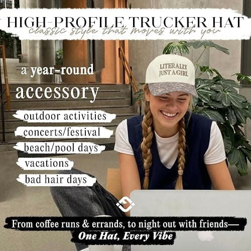 Funky Junque Trucker Hat Women Men 2-Tone Baseball Cap – Vintage Western Style Embroidered Snapback, Premium Cotton Blend thumbnail 5