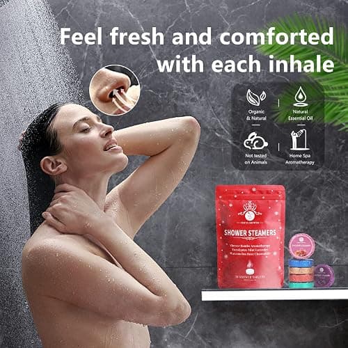 Shower Steamers Aromatherapy, 18-Pack Shower Bombs Christmas Stocking Stuffers for Teen Girls Women Wife, Organic Eucalyptus Mint Rose Lavender Chamomile Watermelon Essential Oil, White Elephant Gifts thumbnail 3
