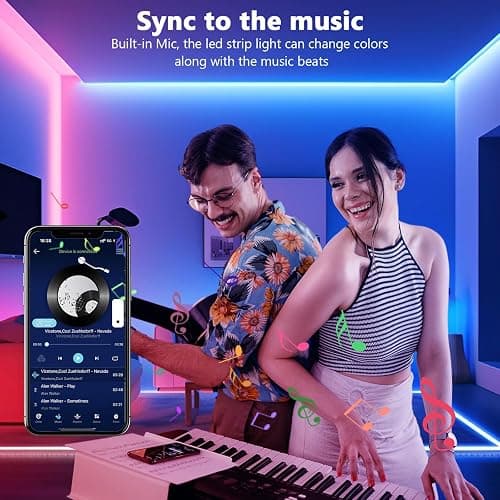 Led Strip Light, 10m Led Lights, Cuttable Led Light Strips with Smart App Control Remote, Music Sync Colour Changing RGB Led Strip Lights for Room Decoration - 10M thumbnail 4