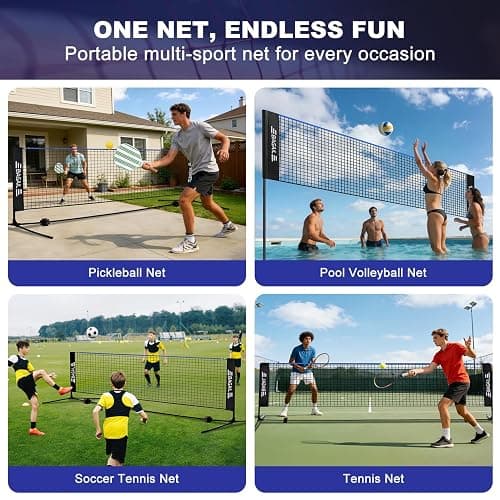 BAGAIL Badminton Net, Height Adjustable Kids Volleyball Net, Foldable Nylon Net 10 ft/14ft/17ft Wide, Tennis Net, Small Pickleball Net for Backyard Game and Indoor Outdoor Use, Easy Setup thumbnail 5