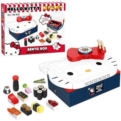 Brickcraft Officially Licensed Sanrio Hello Kitty Bento Box Building Set, 191-Piece Multicolored Brick Kit with Detailed Character Face and Mini Sushi Builds, Adorable for Fans Seasonal - Image 1
