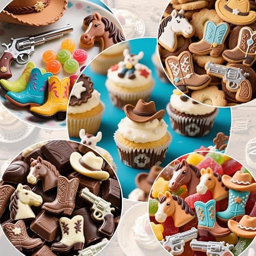 Palksky Cowboy Chocolate Molds, 2Pack Western Theme Silicone Mold Baking with Cowboy Horse Boots Hat Saddle Shapes, Candy Molds for Chocolate Gummy Cookies Fondant Candy Party Decor thumbnail 7