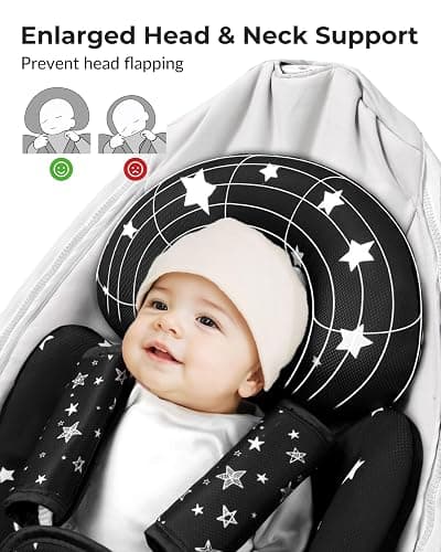 TinlyFinly Newborn Car Seat Insert, Head and Body Support, Reversible Infant Insert Compatible with Baby Carseat, Stroller, Mamaroo Swing, Rocker, Bouncer. Baby Car Seat Cushion - Black thumbnail 3