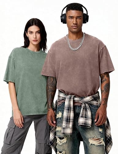 Eiscntd Mens Oversized T-Shirts Heavyweight Cotton Vintage Unisex Baggy Tee thumbnail 6