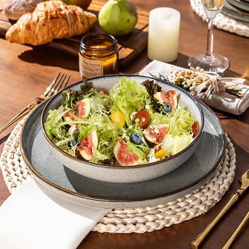 GBHOME Ceramic Dinnerware Sets for 4, 12 Pieces Stoneware Plates and Bowls Sets, Reactive Glaze Dishes -Scratch Resistant, Dishwasher&Microwave Safe, Green Wheat thumbnail 6