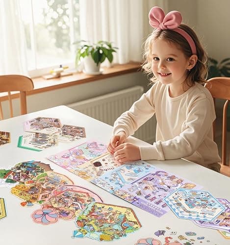 12 Sets DIY 3D Sticker Scene for Kids, Fun DIY Sticker Scene Make Your Own Mini House Cute Cartoon Animal Scene Stickers Adult Sticker Art Relief Stress Pass The Time Holiday Christmas Fun thumbnail 7