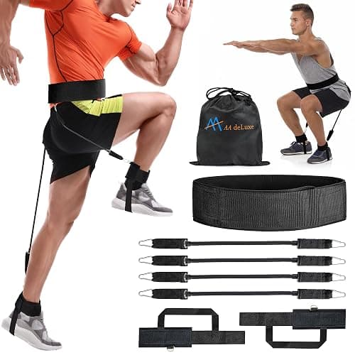 AA deLuxe | Jump Dunk Vertical Leg Bands Trainer for Basketball, Football, Volleyball, and Strength Training. Tester Exercise Plyometric Jumptrainer Equipment. With high Resistance for higher Jumping. - Image 1