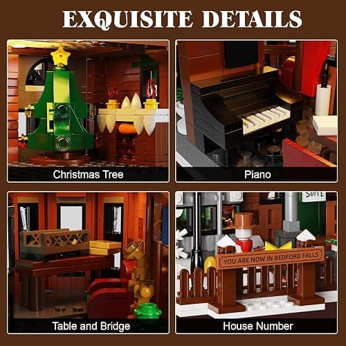 It's A Wonderful Life House Building Set with LED Light, Christmas Holiday Snow House Building Blocks Toy, Compatible with Lego Chritmas Village, Gifts for Friends、Family, Ages 18+ (1549PCS) thumbnail 4