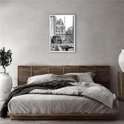 Vintage Girl Reading Newspaper Poster Eiffel Tower View Canvas Wall Art Retro Black And White Feminist Room Aesthetic Prints Painting For Home Bedroom Dorm Apartment Wall Decor 12x16in Unframed thumbnail 3