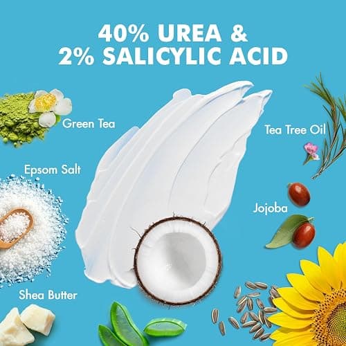 Ebanel Urea Cream 40% plus Salicylic Acid 2%, Foot Cream for Dry Cracked Heels Feet Knees Elbows Hands, Foot Dead Skin Cuticle Callus Remover Toenail Softener, Keratolytic Skin Barrier Repair thumbnail 2