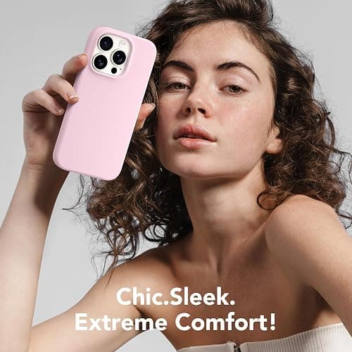 GONEZ for iPhone 14 Pro Max Case Silicone, Compatible with MagSafe, with Screen Protector + Camera Lens Protector, Liquid Silicone Shockproof Protective Phone 14 ProMax Case 6.7", Hot Pink thumbnail 9