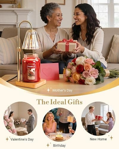 Marycele Candle Warmer Lamp with Timer & Dimmer - Mothers Day Gifts for Women Mom Her, Aesthetic Office Home Decor, Adjustable Height Wax Melter for Candle Jar & 3-Wick Candles (2 Bulbs Included) thumbnail 5