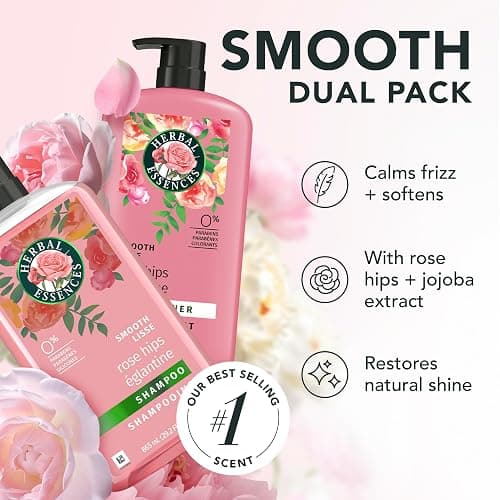 Herbal Essences Shampoo & Conditioner Set, Rose Hips - Smooth Collection, Paraben-Free, Color-Safe, Shiny Hair with Jojoba & Vitamin E, 29.2 Fl Oz Each, 2-Pack thumbnail 2