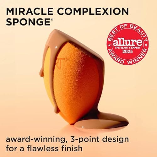 Real Techniques Miracle Complexion Sponge for Liquid & Cream Makeup, 3-Point Design for Seamless Application, Streak-Free Natural Dewy Finish, Latex-Free, Cruelty-Free, Vegan, Easy to Clean, Pack of 2 thumbnail 2