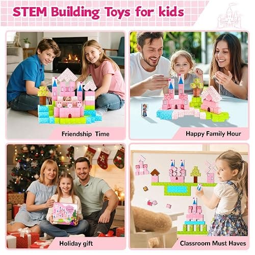 Hiwawind 64 Pcs Magnetic Blocks-Princess Castle Collection World,Magnetic Building Blocks for 3+ Year Old Boys & Girls, Creative STEM Sensory Toys,Christmas Birthday Gifts for Kids Ages 3-8 thumbnail 5