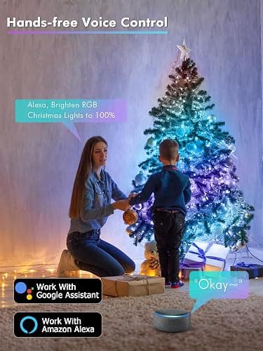 BrizLabs Smart Fairy Lights, 33ft 100 LED Color Changing Fairy Lights Work with Alexa/Google Home, WiFi Rainbow Christmas Light Dimmable RGB Twinkle Starry Light for Christmas Tree Home Party Decor thumbnail 3