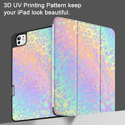 DONGKE Case for iPad Pro 13 inch (M5 2025 / M4 2024) – [Built-in Pencil Holder] Ultra Slim PU Leather Trifold Stand Cover with Soft TPU Back, Auto Wake/Sleep - Color Leopard thumbnail 8