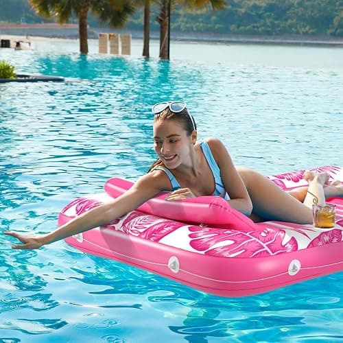 Inflatable Tanning Pool Lounger Float - Jasonwell 4 in 1 Sun Tan Tub Sunbathing Pool Lounge Raft Floatie Toys Water Filled Tanning Bed Mat Pad for Adult Blow Up Kiddie Pool Kids Ball Pit thumbnail 6