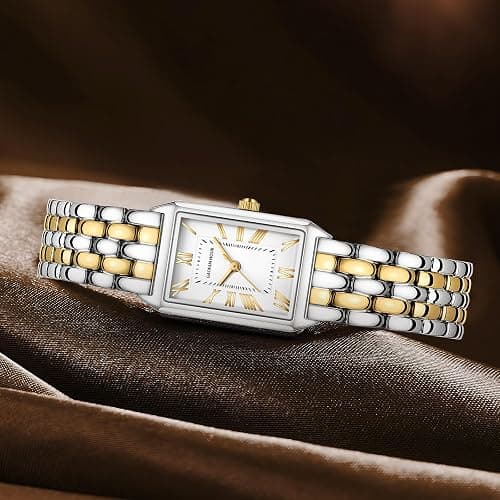 GAOFAN HOUR Gold Watches for Women with Vintage Rectangular Case,White Roman Dial,Stainless Steel Band,Adjustment Tool Included,Water Resistant thumbnail 5