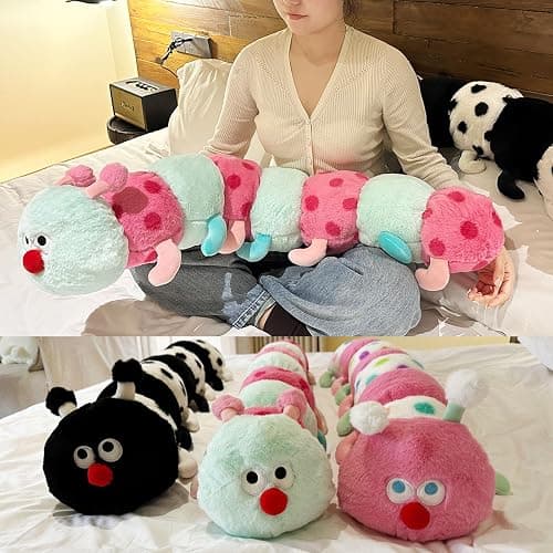 Hofun4U Caterpillar Stuffed Long Plush Pillow - Home Decoration Christmas Birthday for Kids Adults (Green,33 inch) thumbnail 3