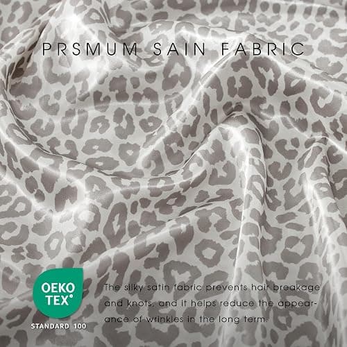 FreshCulture Satin Sheets Full Size - 4 Piece Luxury Soft Silky Full Size Bed Sheets, Similar to Silk Bed Sheet Set with 1 Deep Pocket Fitted Sheet, 1 Flat Sheet & 2 Pillowcases (Leopard) thumbnail 5
