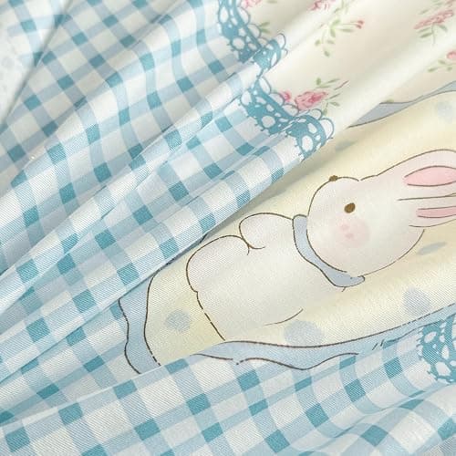 AMZTOP Cute White Ruffle Duvet Cover Set Queen Size Reversible Blue Floral Plaid Comforter Cover with 2 Pillowcases 100% Cotton Romantic Kawaii Bedding Set with Zipper Closure, Queen 90 * 90” thumbnail 7