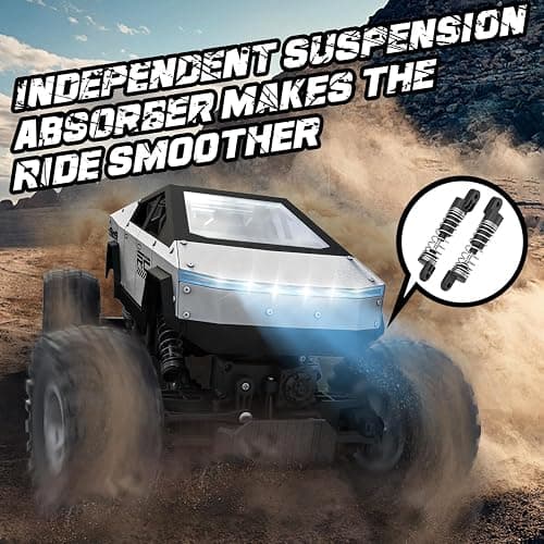 WIAORCHI 1:12 Scale RC Cars Remote Control Car, 4WD Off-Road Truck, Metal Shell LED Headlights Offroad Monster RC Truck, 4x4 All Terrain Hobby RC Cars Toys for Boys Kids Adults Gifts 8-12 thumbnail 5
