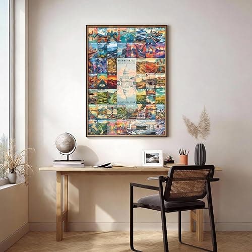 50 States & Washington, D.C. Jigsaw Puzzles for Adults 1000 Pieces, United States 1000 Piece Puzzle, Travel Poster Design of Family Puzzle,challenging Puzzle,USA States Puzzle thumbnail 2