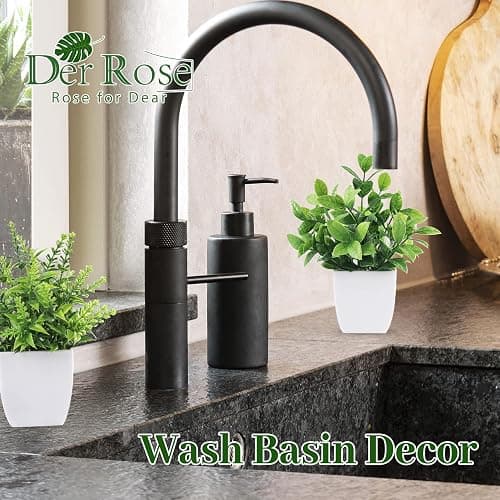 Der Rose 4 Pack Fake Plants, Greenery Potted Plants for Home Decor Indoor | Unique artificial plants, no-care potted greenery, for desk table windowsill bathroom office farmhouse and classroom decor thumbnail 5