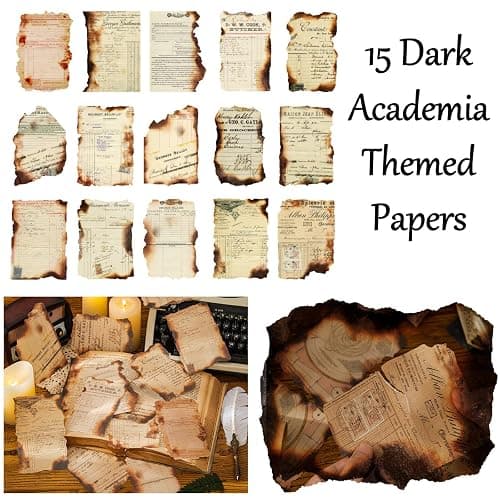 Vintage Aesthetic Scrapbook Supplies Kit with Scrapbook Paper, Stickers, Bookmarks for Scrapbooking, DIY Albums, Junk Journals, Bullet Journals, Dark Academia Aesthetic Decor (Dark3 149 Pcs) thumbnail 4