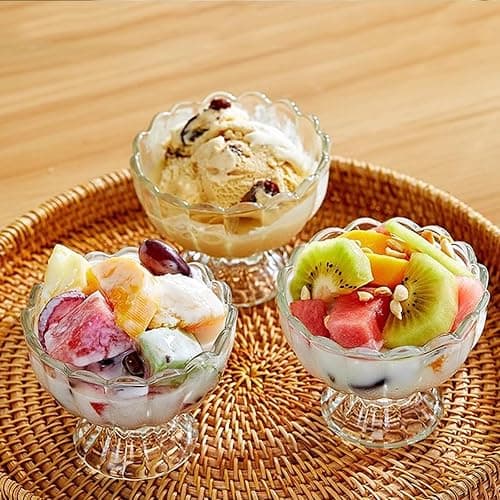 Vintage Glass Dessert Bowls, Ice Cream cups, 5oz Dessert cups, for Sundae, Fruit, Ice Cream, Pudding, small snacks,Condiment (12) thumbnail 5