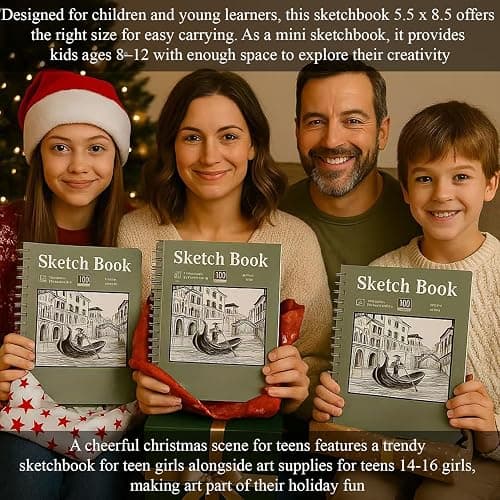 SuFly Small Sketch Book 5.5"x8.5", 2-Pack Mini Sketchbook, Spiral Bound Sketchbook Hardcover with 200 Sheets of 68lb/100gsm Mini Drawing Pad Paper, Small Sketch Pads for Drawing for Adults & Kids. thumbnail 8