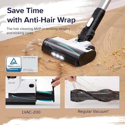 LEVOIT Cordless Vacuum Cleaner, Stick Vac with Tangle-Resistant Design, Up to 50 Minutes, Powerful Suction, Rechargeable, Lightweight, and Versatile for Carpet, Hard Floor, Pet Hair, LVAC-200 thumbnail 2