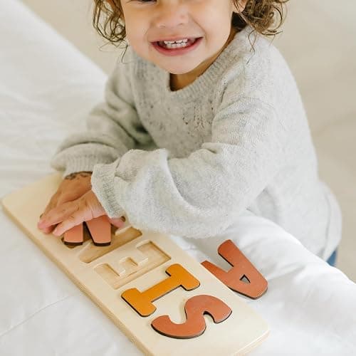 Personalized Wooden Name Puzzle for Kids, Handmade in USA by Bloom Owl, Custom Baby Gifts for Boys and Girls Easter or First Birthday, Montessori Toys for Toddlers 1-3, Baby Puzzle thumbnail 7