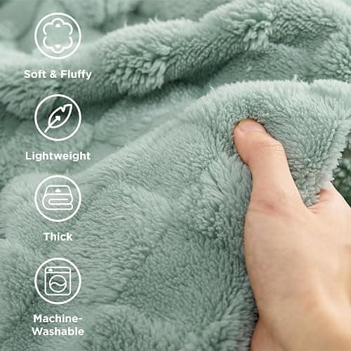 Bedsure GentleSoft Sage Green Throw Blanket for Couch - Checkered Fleece Blankets Gifts for Women Men Girls, Cute Soft Cozy Throw for Bedroom Home Decor Gifts, 50x60 Inches thumbnail 4