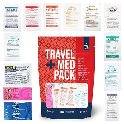 Travel Medicine Kit - 78-Piece TSA-Friendly Med Pack for Flights, Cruises & International Travel | Individually Wrapped Medication Essentials for Any Occasion - Image 1