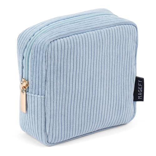 MAGEFY Small Makeup Bag for Purse Mini Cosmetics Bag Corduroy Cute Cosmetic Pouch for Women with Slip-in Pockets - Image 1