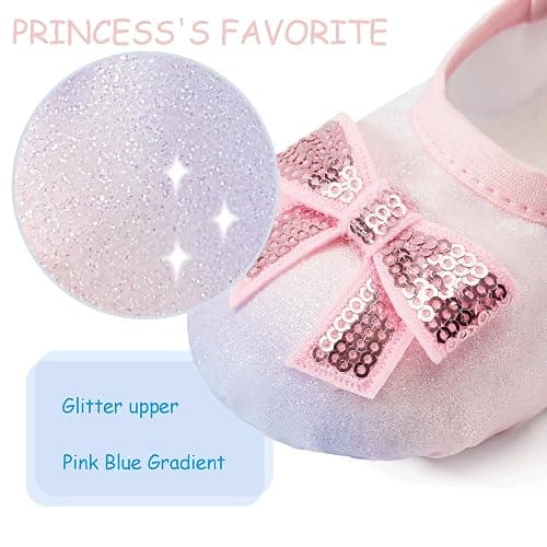 TRIPLE DEER Ballet Shoes for Girls, Satin Dance Practice Slippers Split Soft Leather Flat Sole Yoga Gymnastics Shoes (Toddler/Little/Big Kid) thumbnail 4