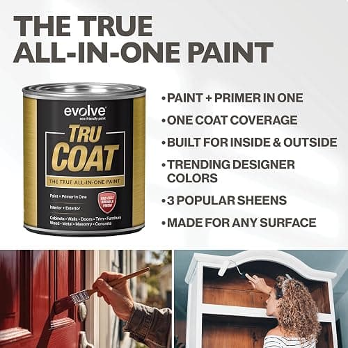 EVOLVE Tru Coat All-In-One Paint & Primer, Quart, Semi-Gloss Posy Pink – Interior/Exterior, One Coat Durable Multi-Surface Paint for Cabinets, Furniture, Walls & Doors thumbnail 2