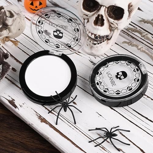UCANBE Goth White Cream to Powder Foundation Makeup, Professional Clown White Face Body Paint with Matte Finish for Halloween, SFX Makeup, Cosplay, Costume, Stage, Mime & Film(0.52oz) - White thumbnail 7