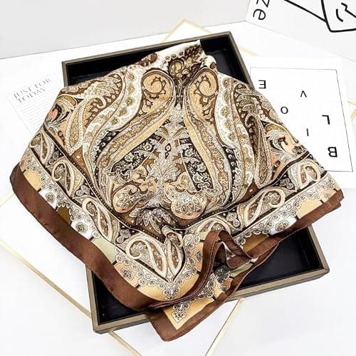Sumolux Head Hair Scarf for Women Like Satin Silk Scarf Bandana | Hair Wrapping Night, Large Square Scarves 27.5", Fashion Neck Scarves thumbnail 7