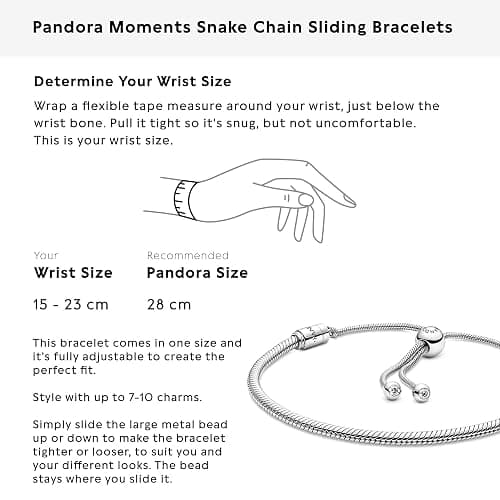 PANDORA Moments Snake Chain Slider Bracelet - Charm Bracelet for Women - Sterling Silver with Clear Cubic Zirconia - 11" thumbnail 5